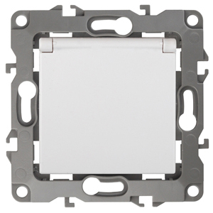 ЭРА 12-2103-01 Розетка 2P+E Schuko со шторками с крышкой, 16A-250В, IP20, 12, Белый