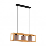 Eglo 390108 Подвесной потолочный светильник (люстра) GRANADOS, 3x40W, E27, L770, B200, H1500, сталь, дерево, черный, коричневый/текстиль, капучино