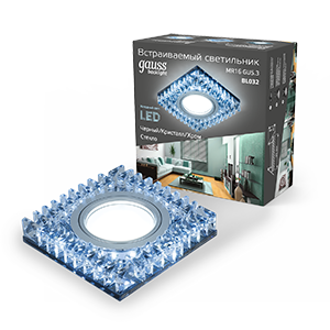 Gauss Светильник Backlight BL032 Квадрат. Черн.Кристал/Хром, Gu5.3, LED 4100K