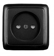 HEGEL Черный РА16-104-08 Розетка открытой установки, одноместная, со шторкой, с изолирующей пластиной