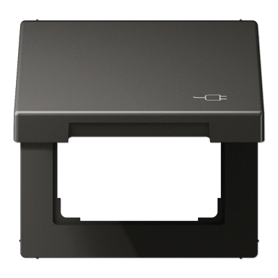 JUNG Рамка с подпружиненной крышкой для механизмов 50*50, с символом "Вилка", антрацит AL2990KLSOCAN