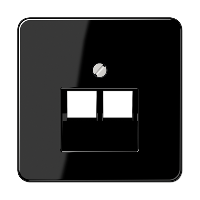 JUNG CD 500/CD plus Черная Накладка 2-ой наклонной ТЛФ/комп розетки CD569-2UASW