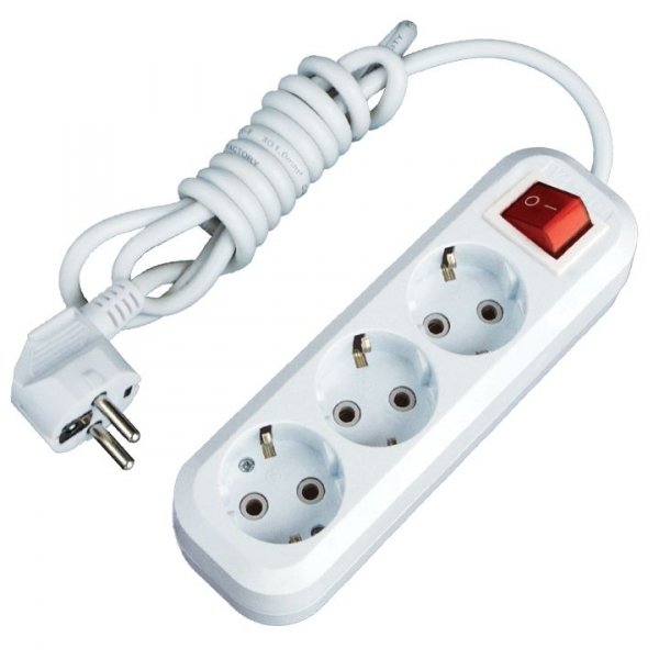 EKF PROxima Удлинитель "Эксперт" 3 гнезда 2 метра 16А/3,5кВт с выключателем и заземлением ПВС 3х1