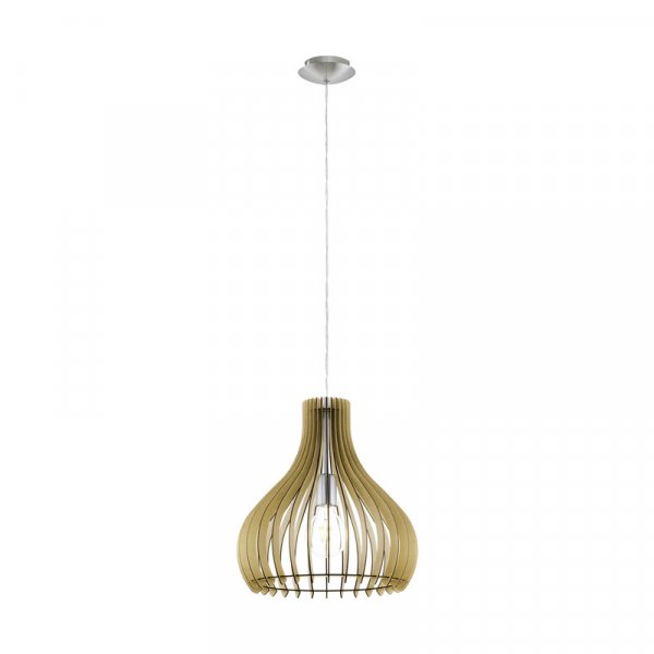 Eglo Подвес TINDORI, 1х60W(E27), Ø380, сталь, никель матовый/дерево, клен 96258