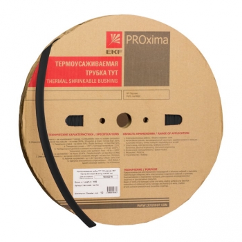 EKF PROxima Термоусаживаемая трубка ТУТ нг 18/9 черная рулон