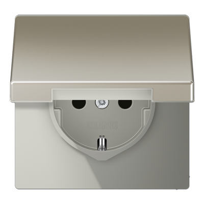 JUNG SCHUKO®-розетка 16 A / 250 B ~ с защитой от детей и крышкой, нержавеющая сталь ES1521KIKL