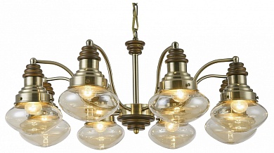 VELANTE 306-503-08 Люстра подвесная Бронза, Дуб/Янтарный E27 8*60W