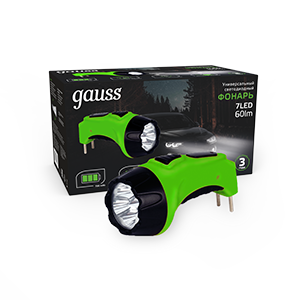 Gauss Фонарь ручной модель GFL105 7LED 60lm lead acid 700mAh LED 1/12/72 GF105