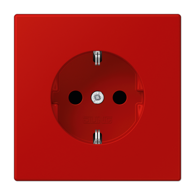 JUNG LS 990 Розетка с/з с защитными шторками, безвинт. зажим Rouge vermillon 31(32090) LC1520KI32090