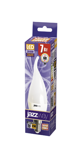 Купить Jazzway Лампа светодиодная (LED) «свеча на ветру» d38мм E14 220° 7Вт 220-240В матовая тепло-белая желтая 2700К .1027894-2