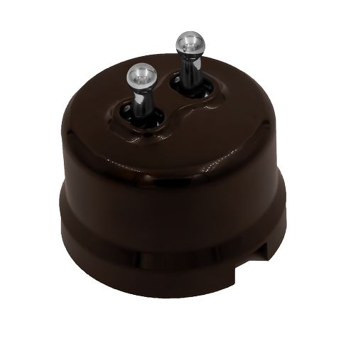 BIRONI Лизетта Пластик Коричневый Выключатель 2-кл (тумблерный), ручка Серебро B1-232-22-S