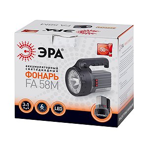 Купить ЭРА FA58M Фонарь Акку 2Ah, 1W+9+18 LED, ЗУ 220V