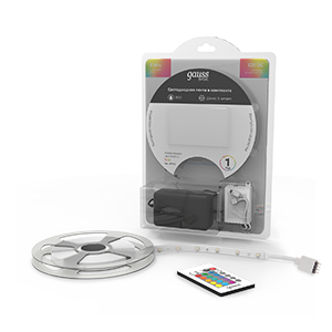 Gauss Лента Basic в комплекте 12V 6W/m 390lm/m RGB IP20 LED 5m 1/50 BT012