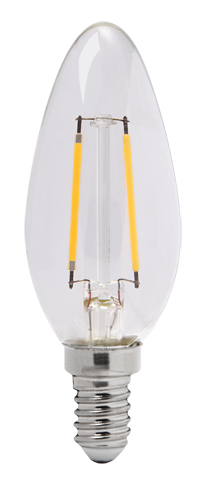 Jazzway Лампа светодиодная (LED) «свеча» d35мм E14 320° 4Вт 220-230В прозрачная тепло-белая желтая 2700К .1028006