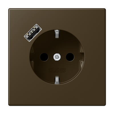 JUNG Розетка SCHUKO® с USB-зарядным устройством, тип A термопласт латунь Antik ME1520-18AAT-L