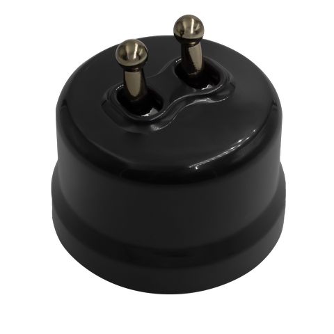 BIRONI Лизетта Пластик Черный Выключатель 2-кл (тумблерный), ручка Бронза B1-232-23-B