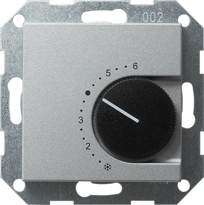 Gira S-55 Алюминий Терморегулятор с переключающим контактом 24V/10 (4)A 039726