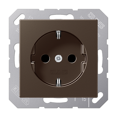 JUNG A 500 Мокка Розетка с/з, с защитными шторками A1520KIMO