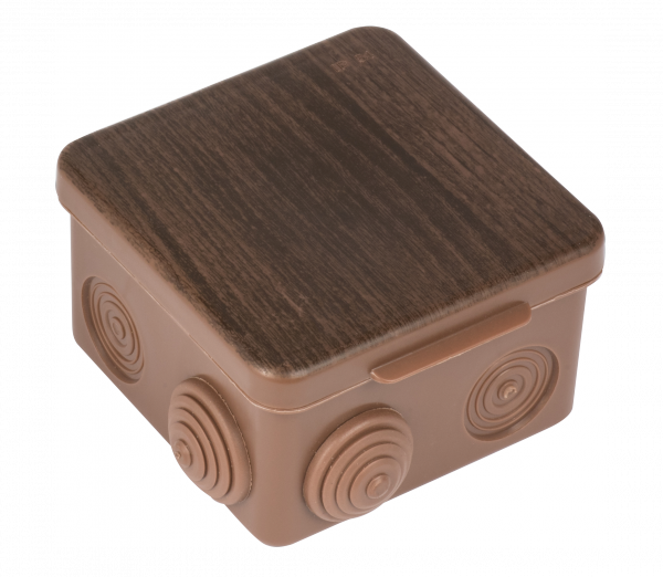 EKF PROxima Коробка распаячная КМР-030-014 с крышкой (100х100х55), 8 мембранных вводов тёмное дерево IP54