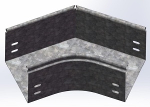 OSTEC Угол плоский плавный 45 град. к лотку 150х50, толщ. 0,7 мм, Сендзимир цинк