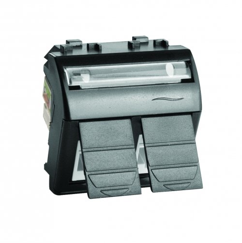 DKC Компьютерная розетка двойная RJ45 кат.5e, Brava, черная, 2мод