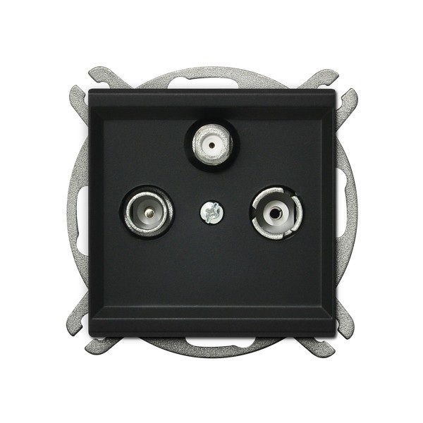 Ospel Sonata Черный металлик Розетка TV-SAT ооконечная, коэффициент затухания 1,5-2 дБ GPA-RS/m/33