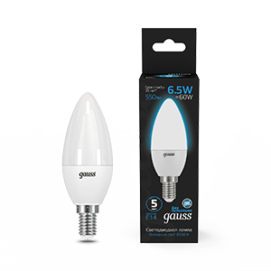 Gauss Лампа Свеча 6.5W 550lm 6500К E14 LED 1/10/100 103101307
