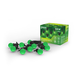 Gauss Гирлянда светодиодная "Белт Лайт" Holiday, 10 ламп, 7,7 м, IP44, зеленый, 1/6 HL061