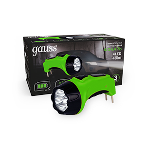 Gauss Фонарь ручной модель GFL104 4LED 40lm lead acid 350mAh LED 1/12/72 GF104
