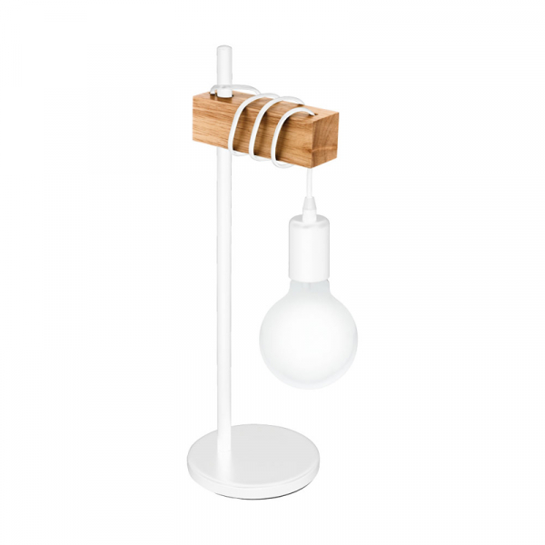 Eglo 33163 Настольная лампа TOWNSHEND, 1х10W (E27), L175, B155, H500, сталь, белый/дерево, коричневый