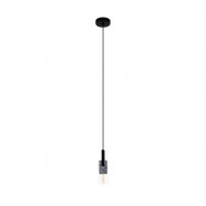 Eglo 99531 Подвесной потолочный светильник (люстра) LOBATIA, 1x40W, E27, H1100, Ø105, сталь/дерево, черный/серый/белый/терраццо