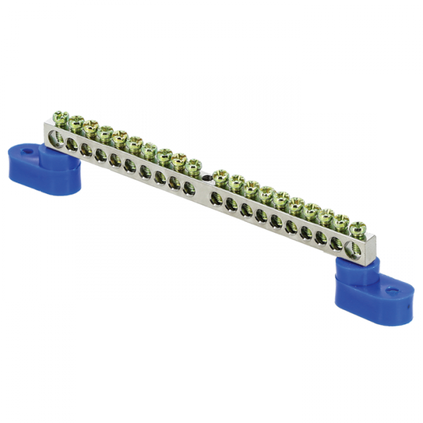 EKF PROxima Шина "0" N (6x9мм) 20 отв. цинк 2 синих угловых изолятора