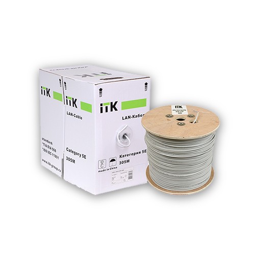 Купить IEK ITK Каб. F/UTP кат.5E 4х2х24AWG, LDPE трос 1,2мм, 305м чер. LC3-C5E04-359