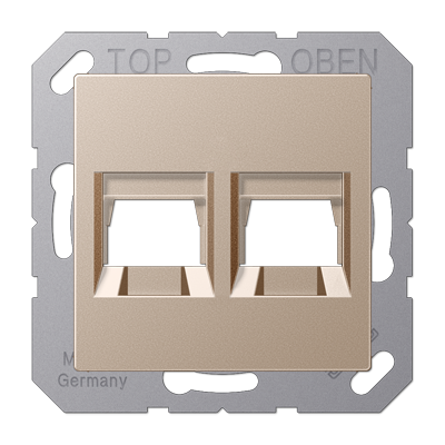JUNG Kрышка для 2-х разъемов без видимого винта подпружиненная шторка термопласт шампань A1569-2WECH