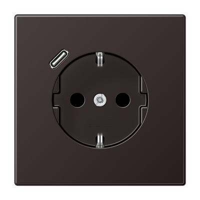 JUNG Розетка SCHUKO® с USB-зарядным устройством, тип С термопласт дарк AL1520-18CD-L