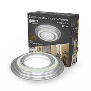 Gauss Светильник Backlight BL138 Кругл. Хром. Gu5.3, 3W, LED 3000K