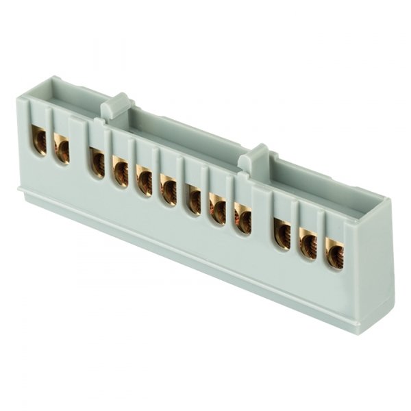 EKF PROxima Шина "фаза" L (6х9мм) 12 отверстий латунь серый изолированный корпус на DIN-рейку