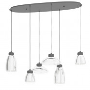 Eglo 390301 Подвесной светильник SARNARRA димм, 6x6W(LED), L1280, B545, H1500, 6х380lm, сталь, черный/стекло с н