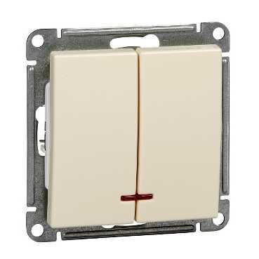 Systeme Electric Wessen 59 Беж Выключатель 2-клавишный с подсветкой 10АХ