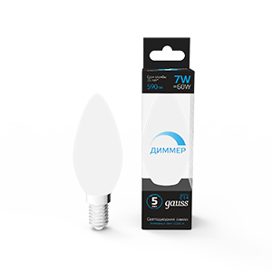 Gauss Лампа Свеча 7W 590lm 6500К E14 диммируемая LED 103101307-D