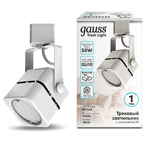 Gauss Светильник трековый куб GU10 220V IP20 60*145мм белый однофазный TR010