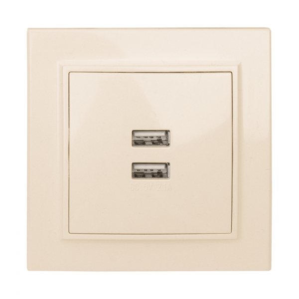 EKF Basic Минск Бежевый Розетка USB 2-ая, 2,1А, СП