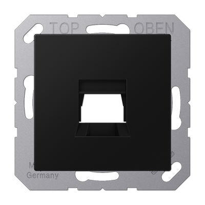 JUNG A Flow/A 550 Черный матовый Kрышка для 1-го разъема для IMP разъемов, без видимого винта, подпружиненная шторка A1569-15WESWM