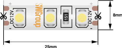 SWG Лента светодиодная стандарт 3528, 120 LED/м, 9,6 Вт/м, 12В , IP65, Цвет: Красный SWG3120-12-9.6-R-65