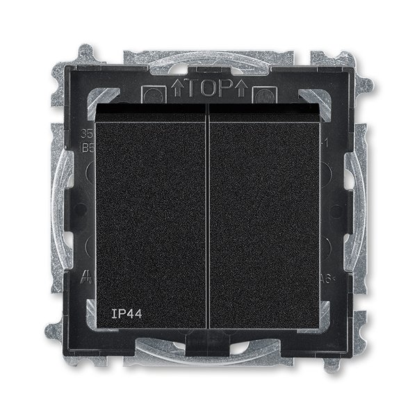 ABB EPJ Levit антрацит / дымчатый чёрный Выключатель 2-клавишный IP44 2CHH595940A4063