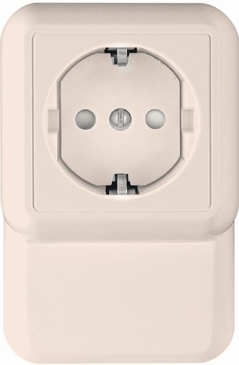 Systeme Electric Wessen Прима наруж Бел Розетка 1-ая с/з с защитными шторками 16А,плинтусная, монтажная пластина (в сборе)(опт.упак.)