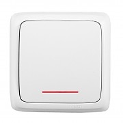 Hegel Альфа наруж Белый ВА10-114 Выключатель 1-клавишный с индикацией, с изол. пластиной