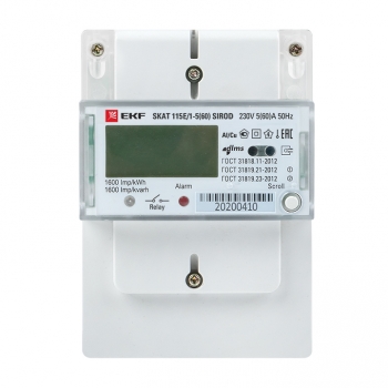 EKF PROxima Счетчик электрической энергии однофазный многотарифный SKAT 115E/1-5(60) SIROD (встроеное реле)¶ 11502R