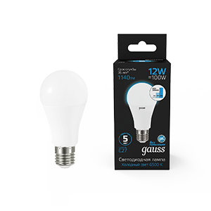 Gauss Лампа A60 12W 1140lm 6500K Е27 шаг. диммирование LED 102502312-S