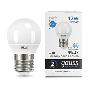 Gauss Лампа Elementary Шар 12W 950lm 6500K Е27 LED 53232